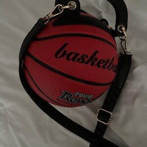 Basketball-Shaped Crossbody Bag in Red and Black